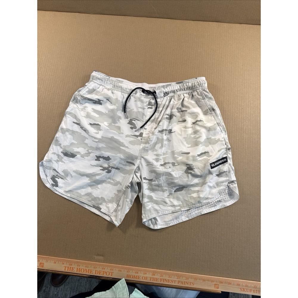 Mens XL LEGENDS Shorts 7" Lined camo gray white